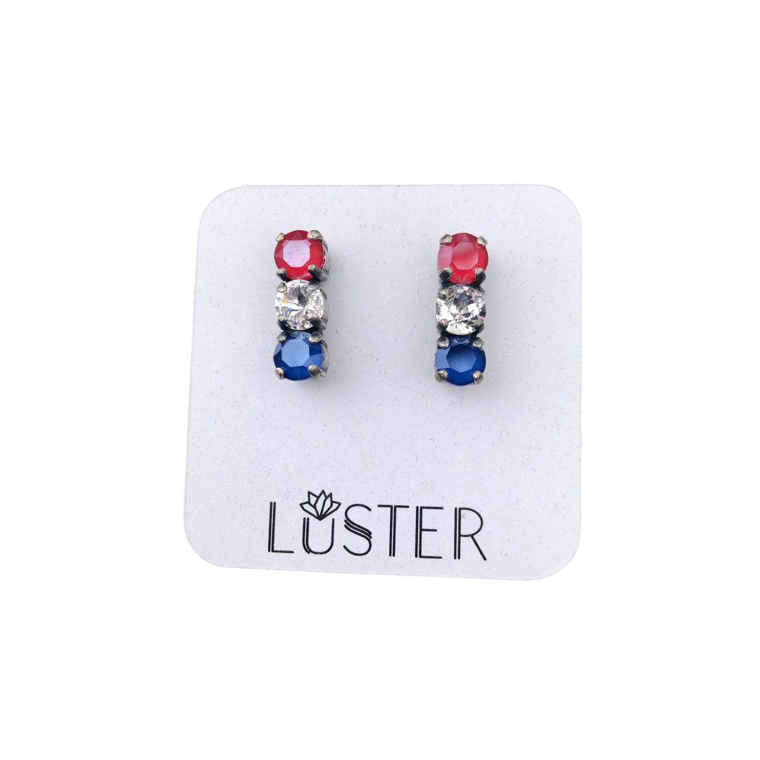 Trio Stick Crystal Earrings