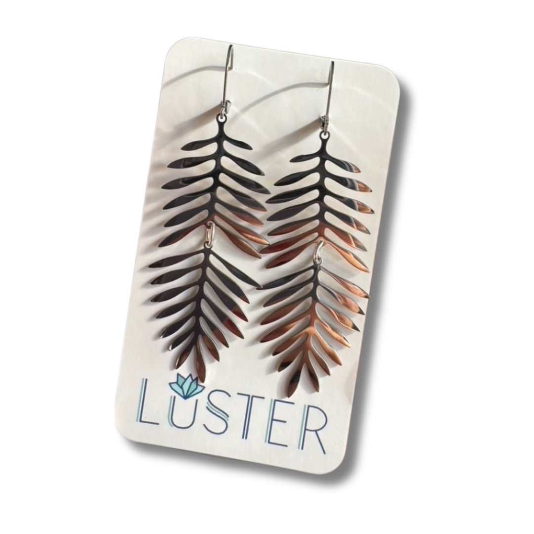 Brass Palm Frond Earrings