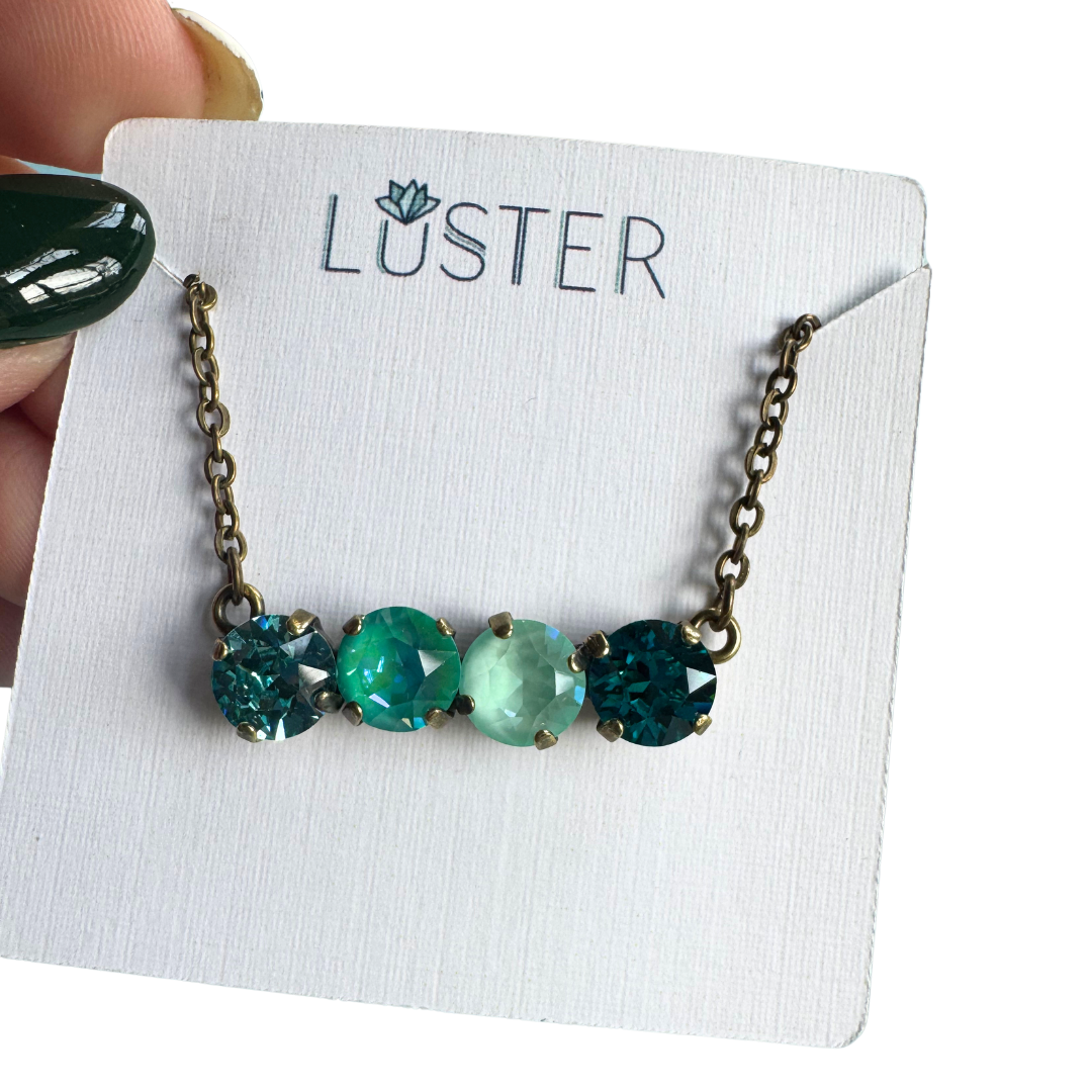 Teal Multicolored Quartet Bar Necklace