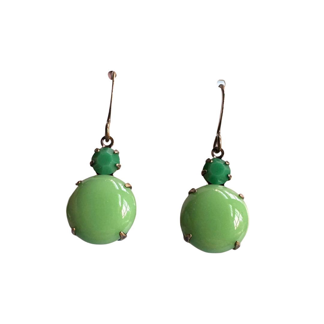 Vintage Green Glass Earrings