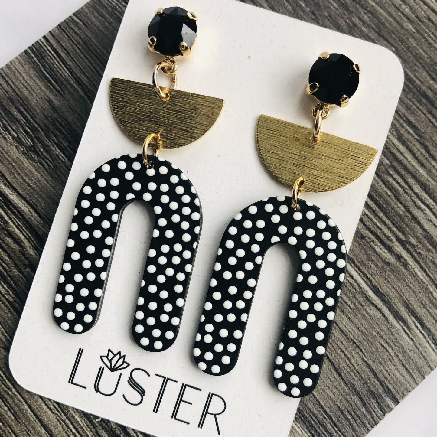 Black U-Drop Earrings