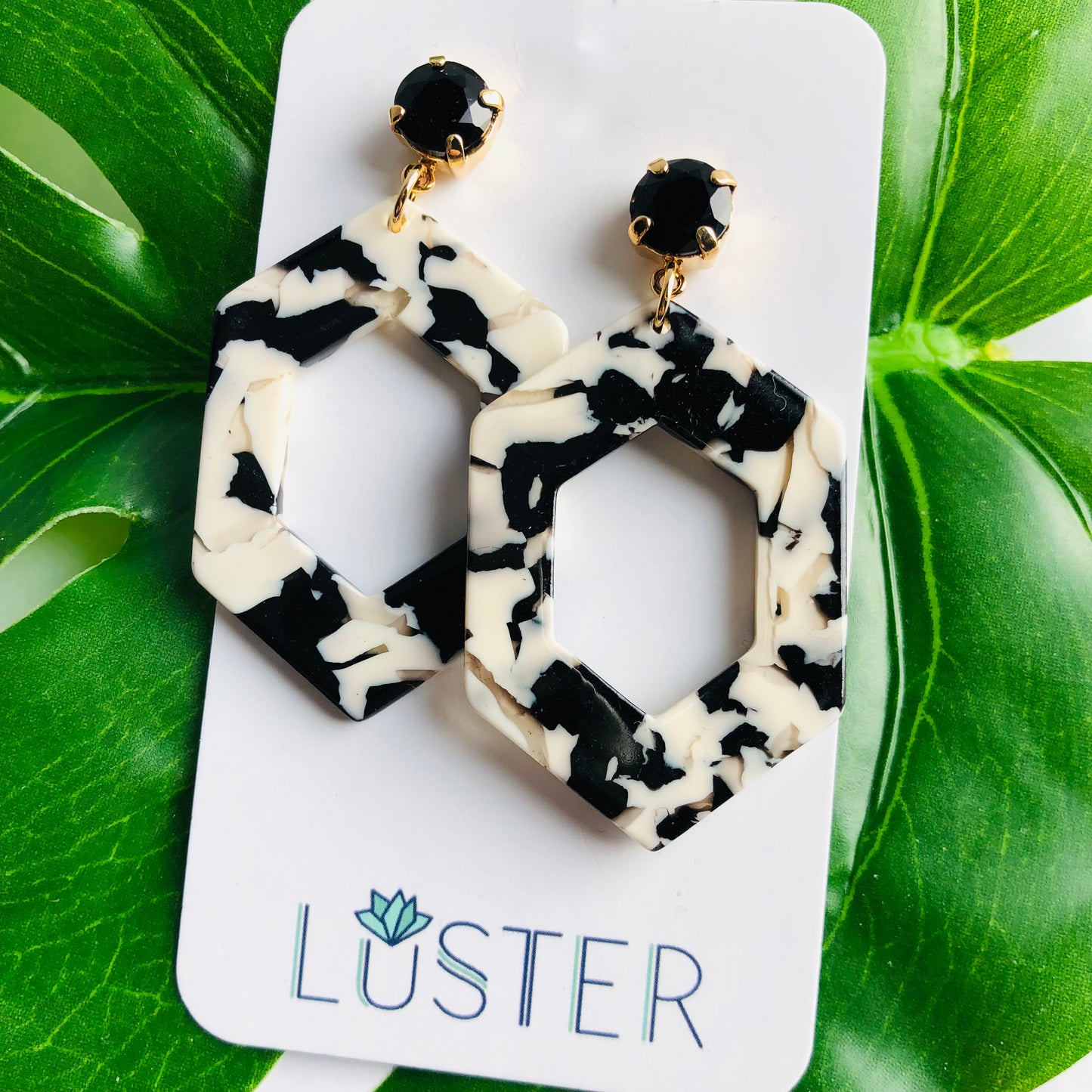 Black + White Hexagon Drops