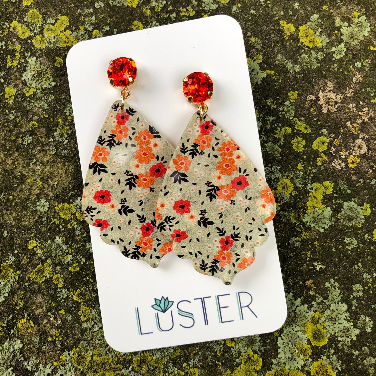 Sage Floral Teardrop Earrings