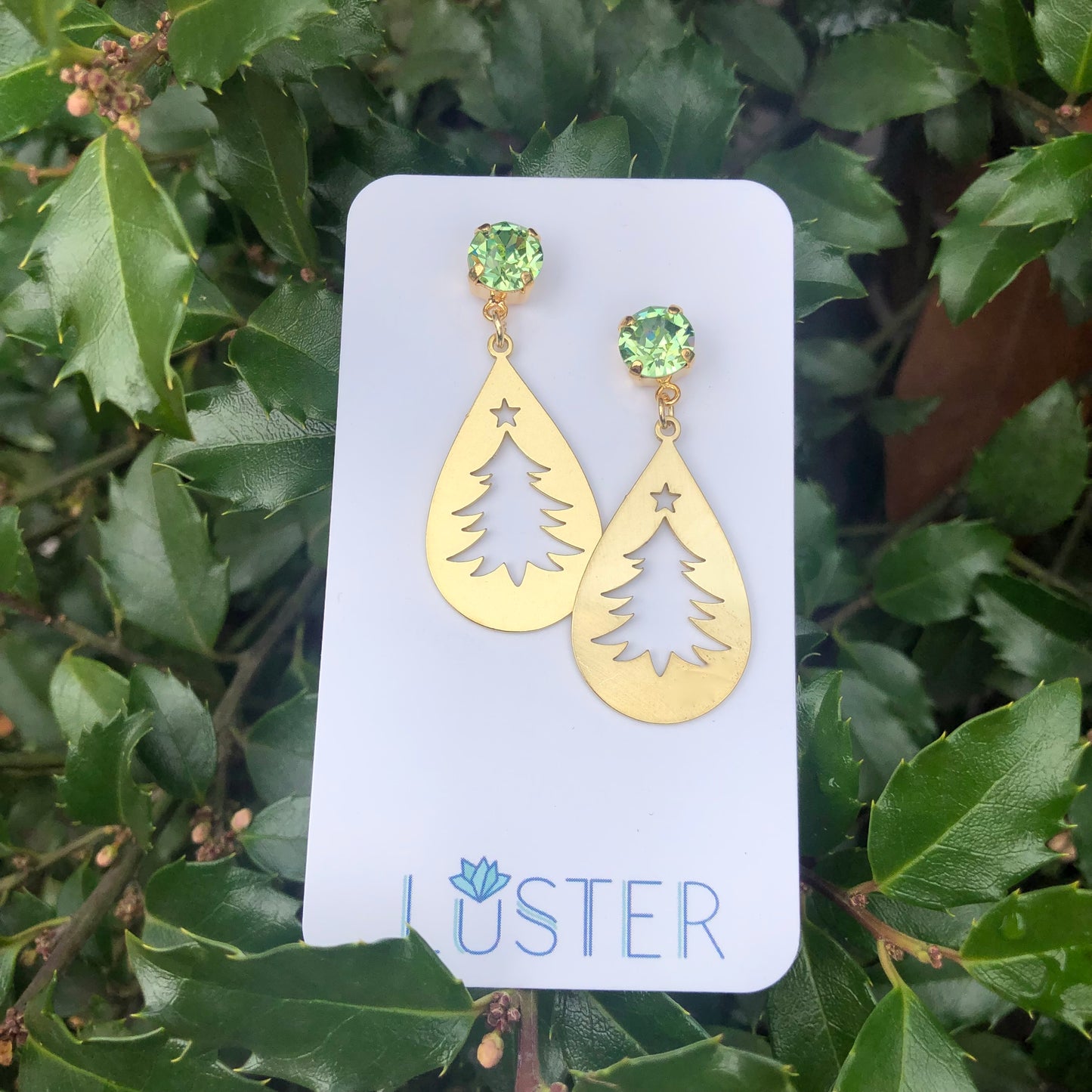 Holiday Brass Tree Earrings