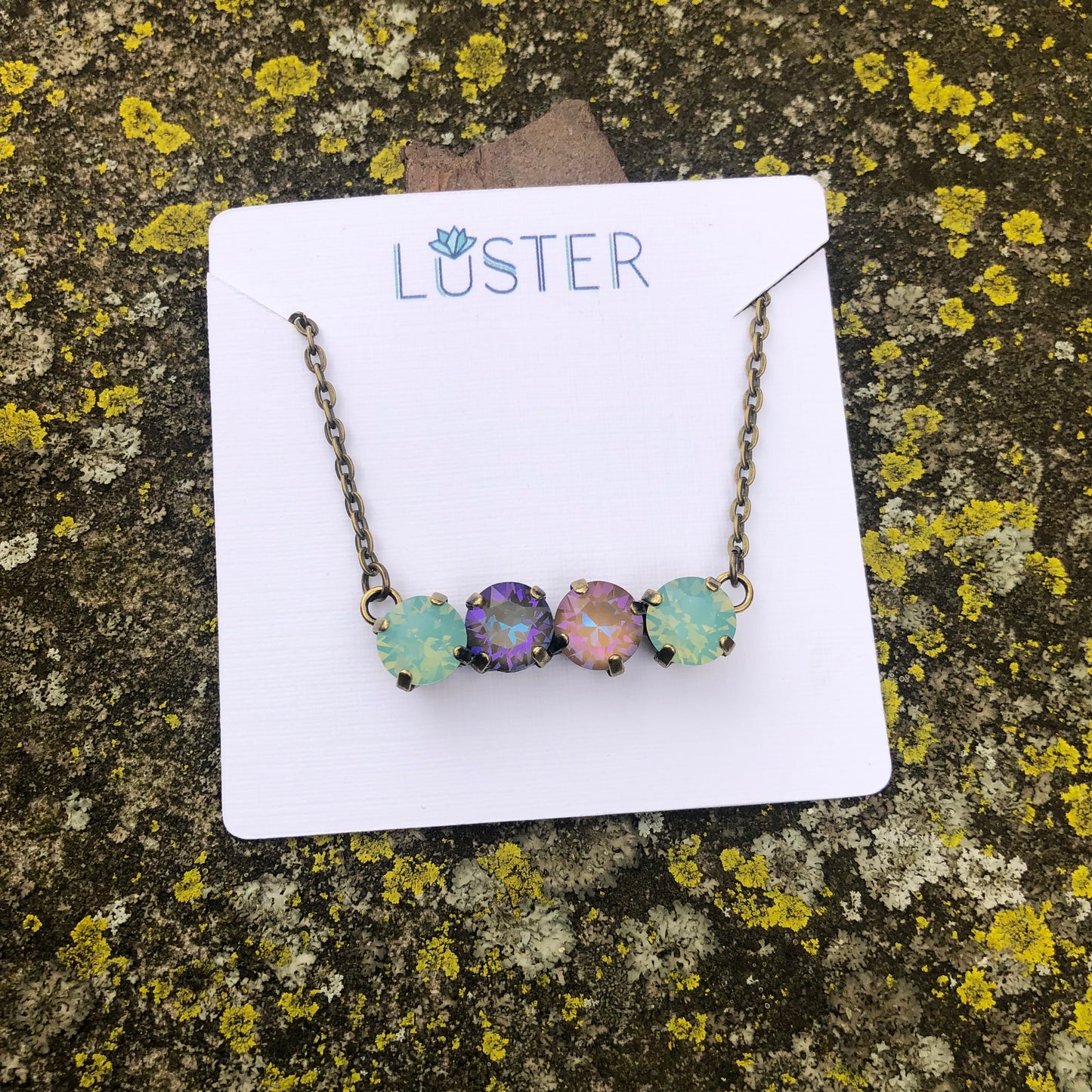 Multicolored Quartet Bar Necklace