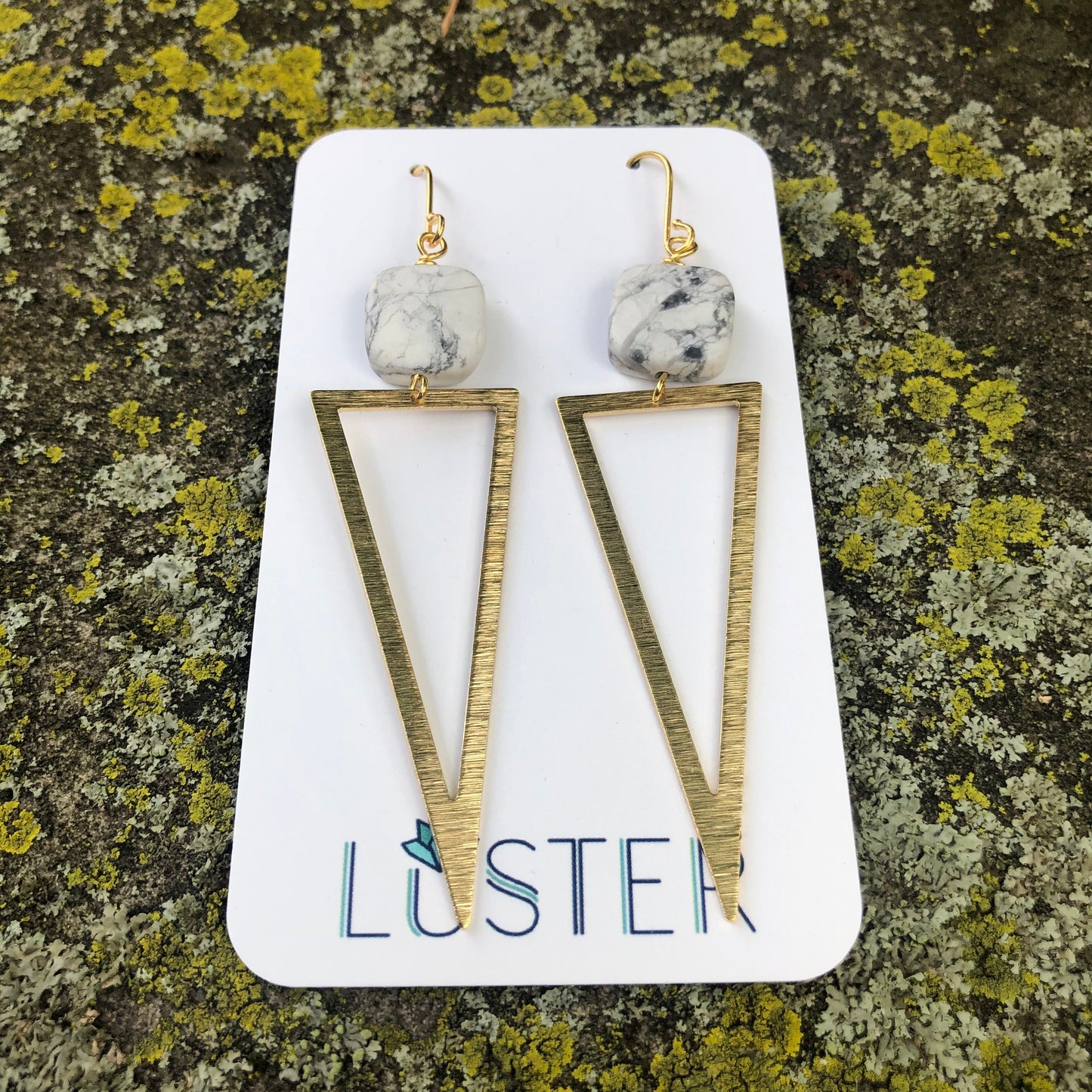 Brass Triangle Statement Earrings