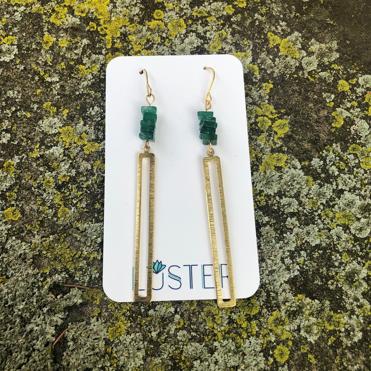 Aventurine + Brass Lightweight Earrings