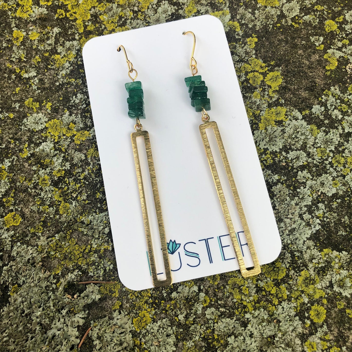 Aventurine + Brass Lightweight Earrings