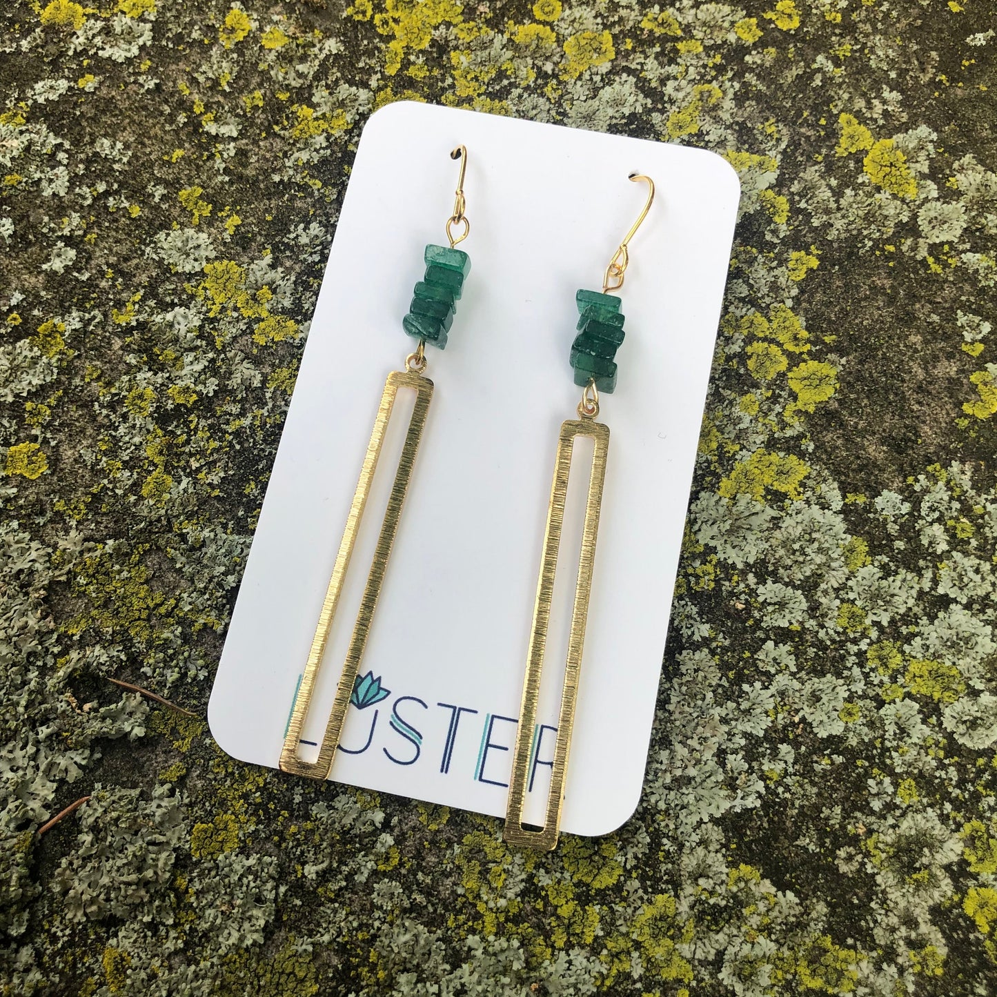 Aventurine + Brass Lightweight Earrings
