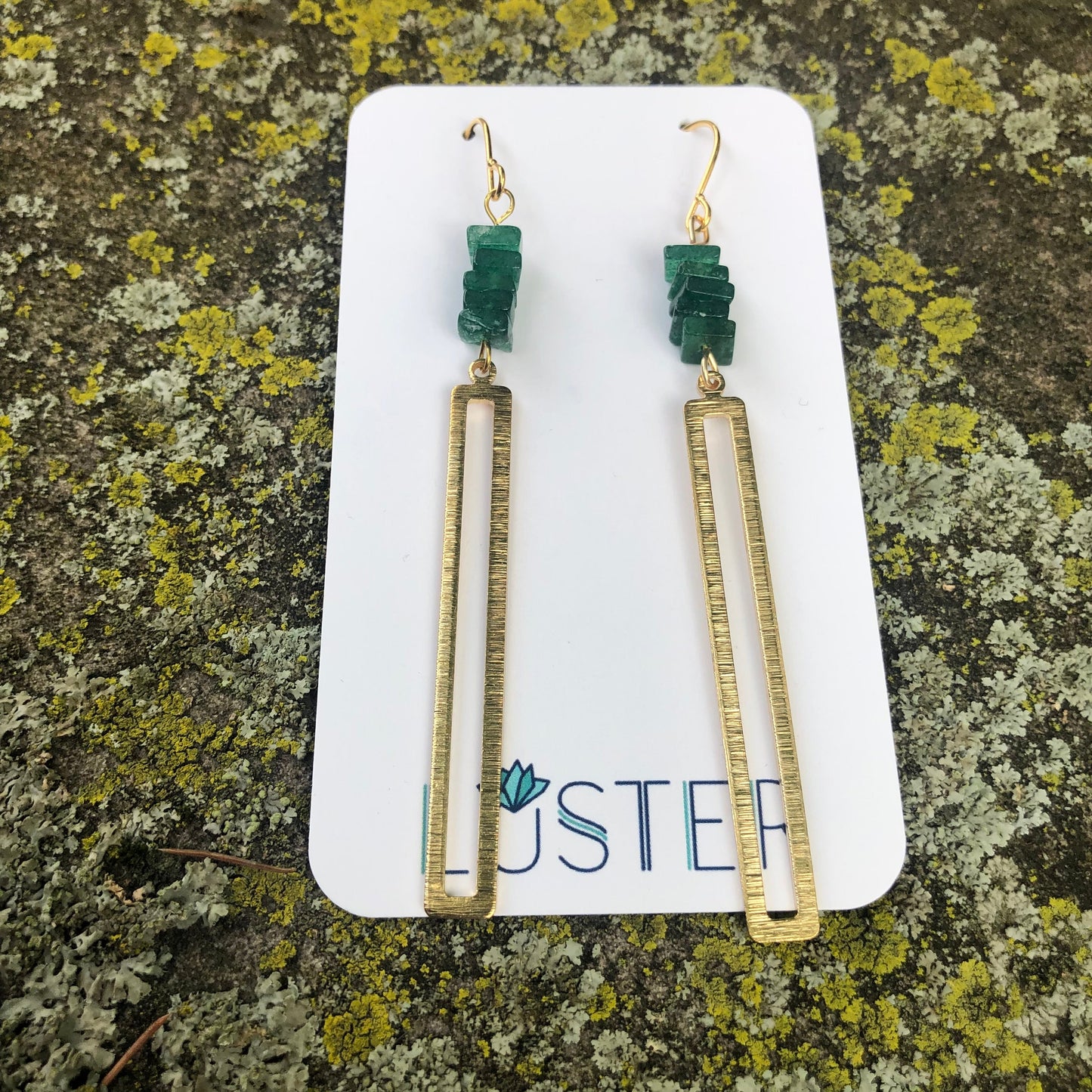 Aventurine + Brass Lightweight Earrings