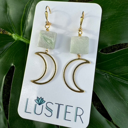 Crescent Moon + Stone Dangles