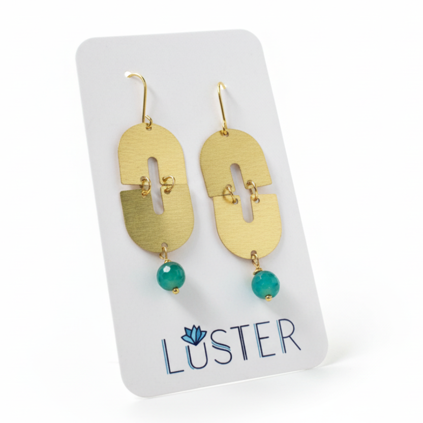 Stone + Brass Dangle Earrings