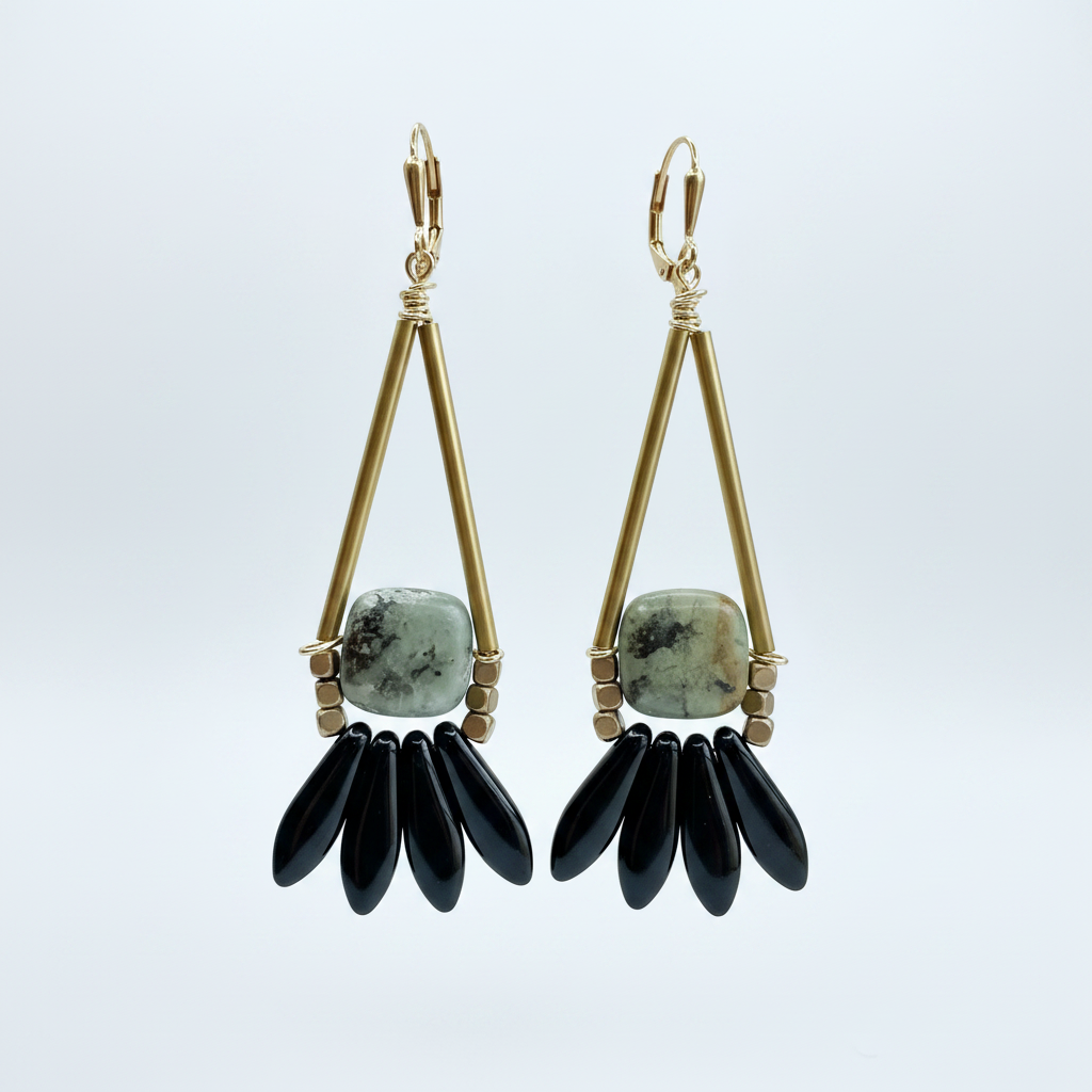 Stone + Glass Statement Earrings