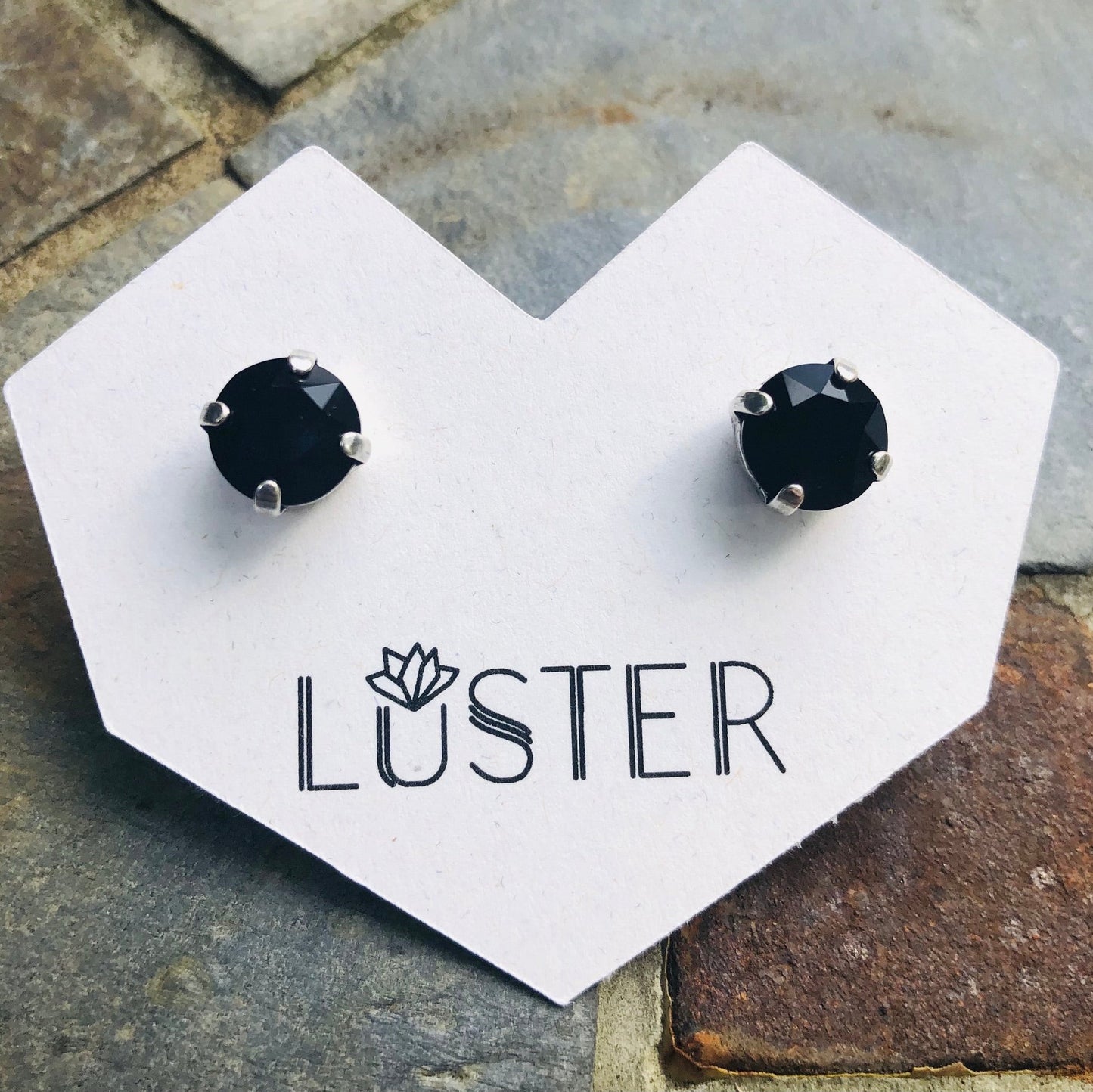 Jet Black Simple Crystal Posts