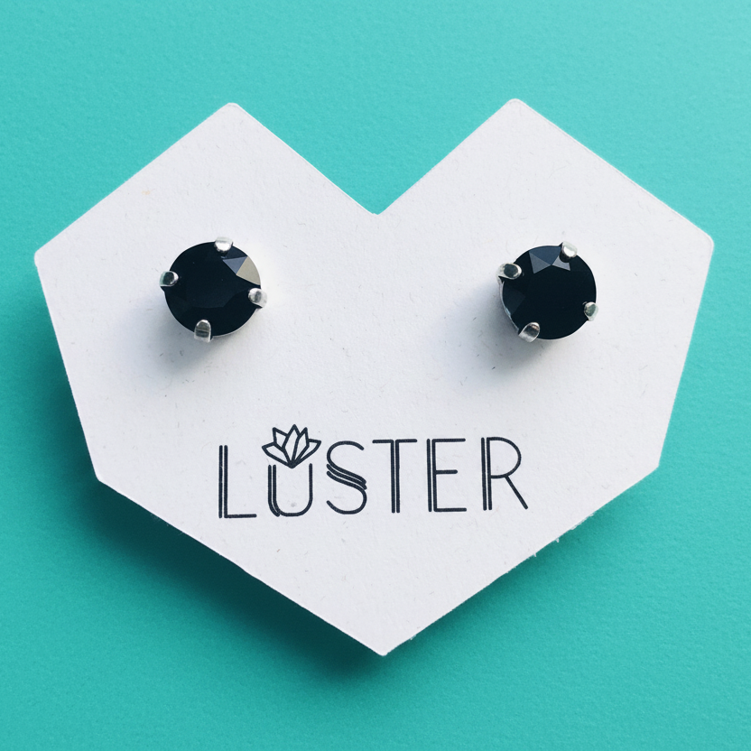 Jet Black Simple Crystal Posts
