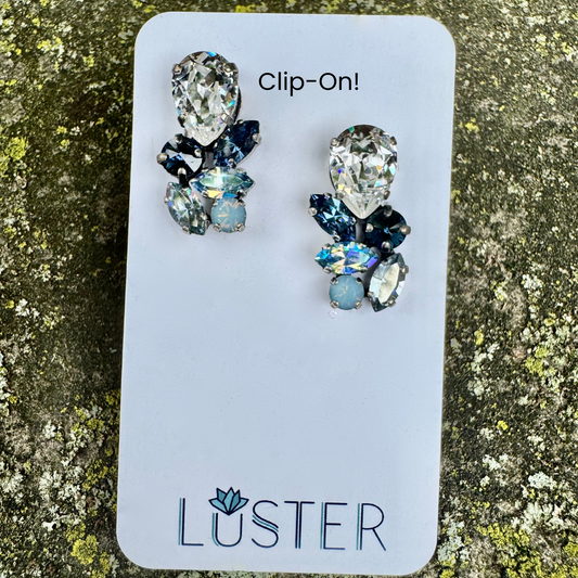 Clip-On Cluster Drop Earrings