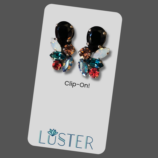 Clip-On Cluster Drop Earrings