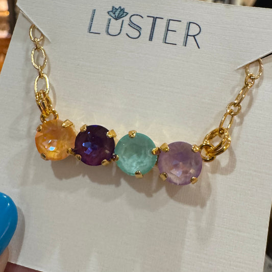 Multicolored Quartet Bar Necklace