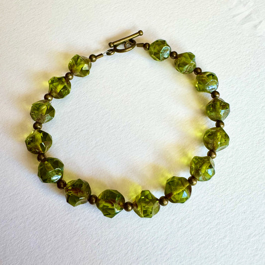 Olive Green Glass Bracelet