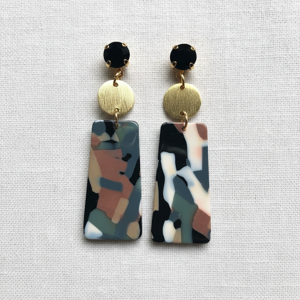 Multicolored Trapezoid Acrylic Earrings