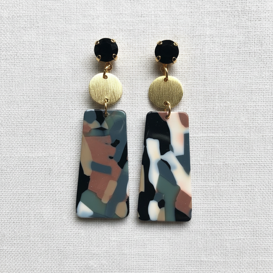 Multicolored Trapezoid Acrylic Earrings