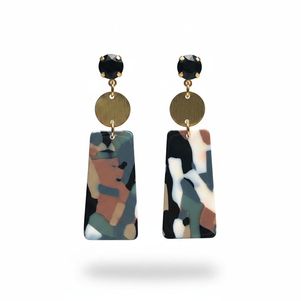 Multicolored Trapezoid Acrylic Earrings