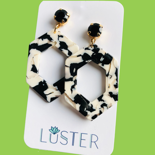 Black + White Hexagon Drops