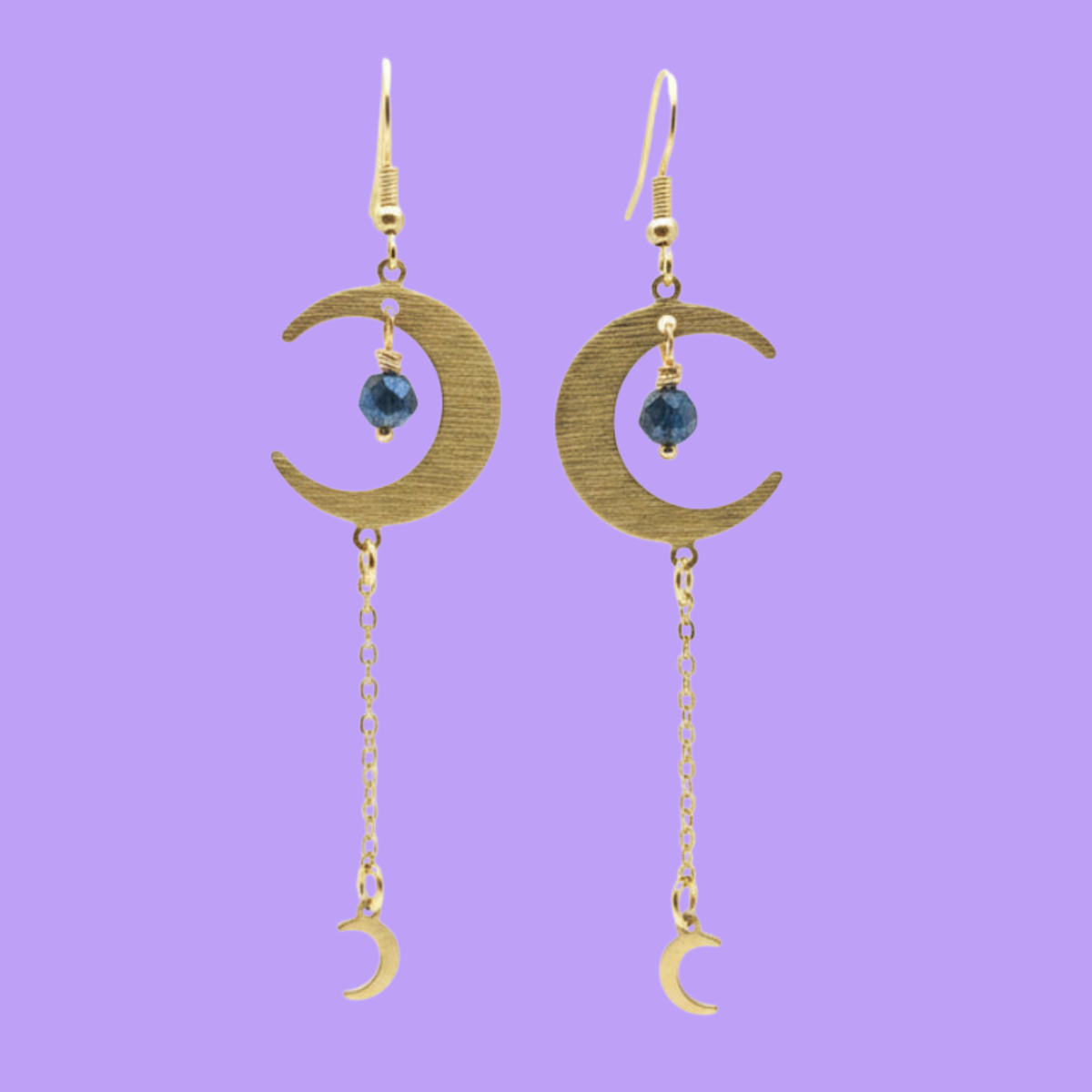 Crescent Moon Brass Earrings
