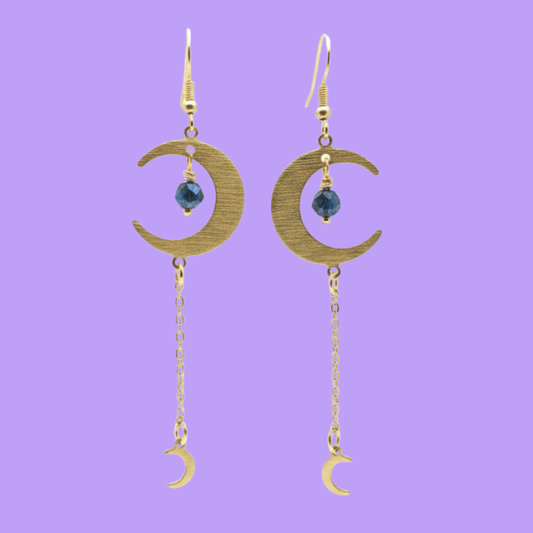 Crescent Moon Brass Earrings