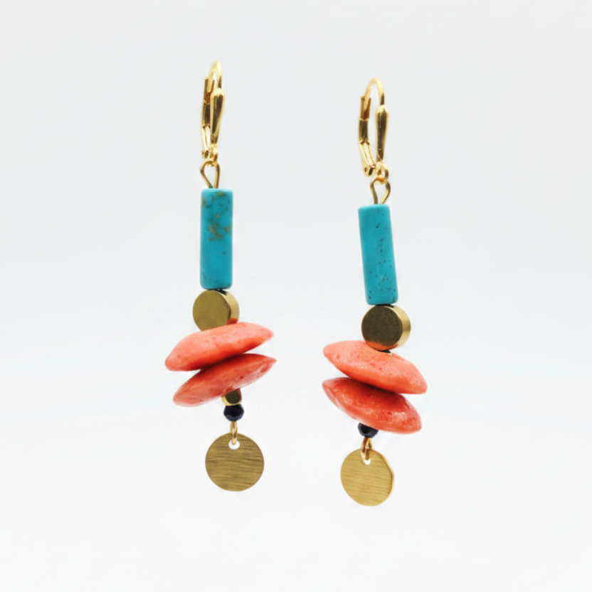 Stone + Glass Statement Earrings