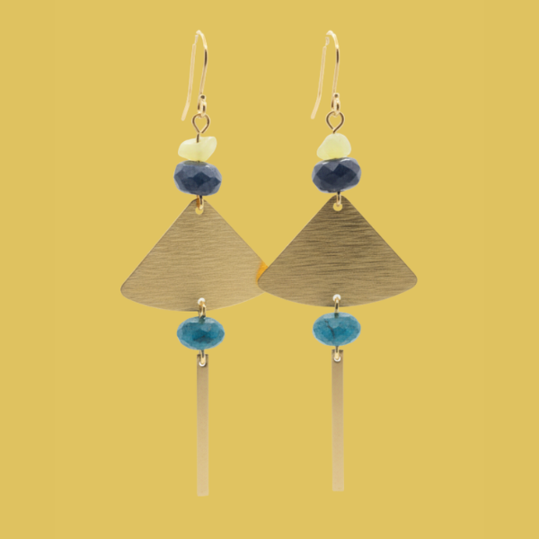 Stone + Brass Earrings