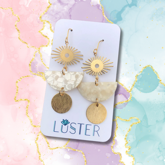 Brass + Acrylic Lightweight Statement Earrings