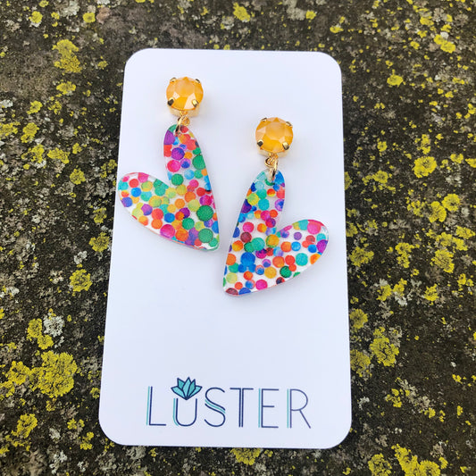 Confetti Heart Drop Earrings