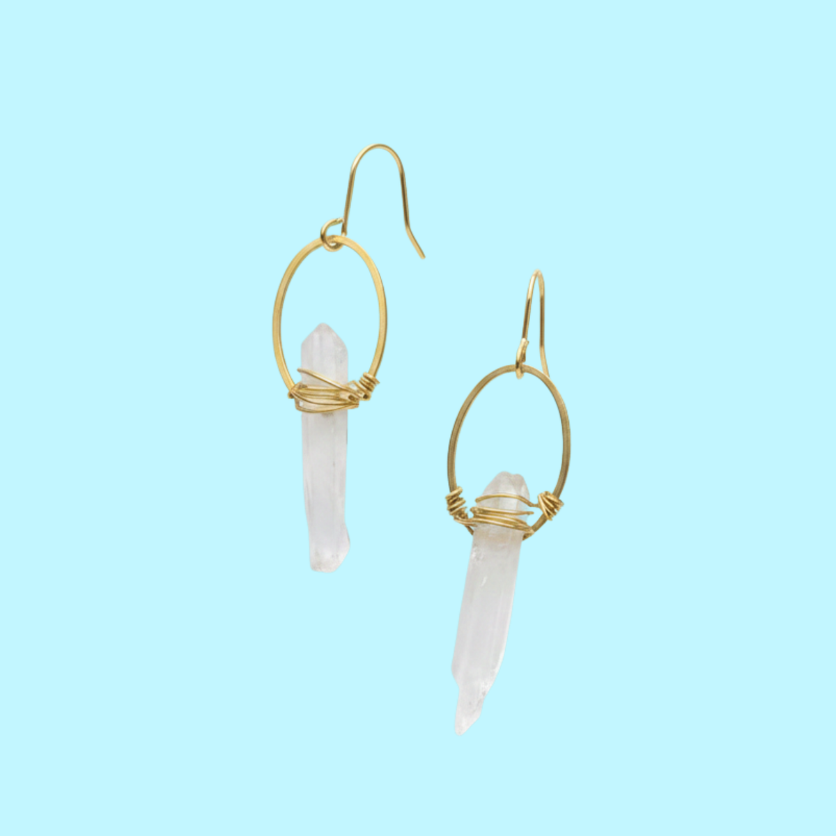 Quartz Crystal + Brass Lightweight Statement Earrings