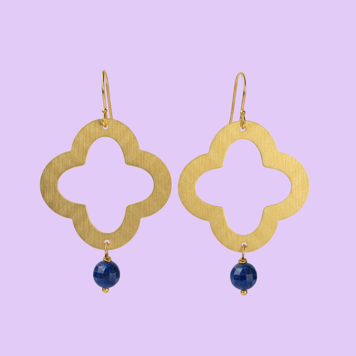 Brass Quatrefoil Lightweight Statement Earrings