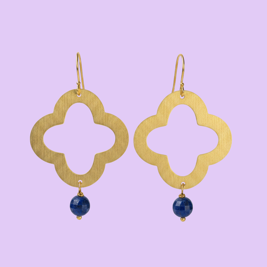 Brass Quatrefoil Lightweight Statement Earrings