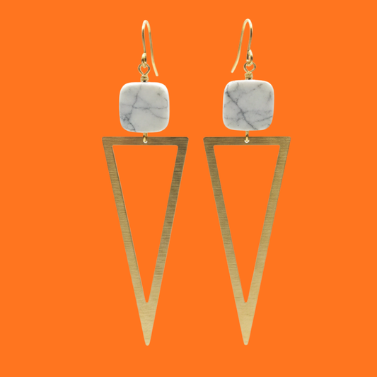 Brass Triangle Statement Earrings