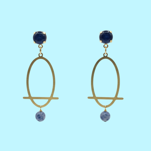 Brass Oval Statement Earrings