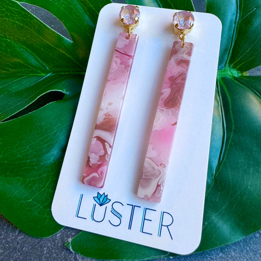 Soft Pink Stick Drop Earrings