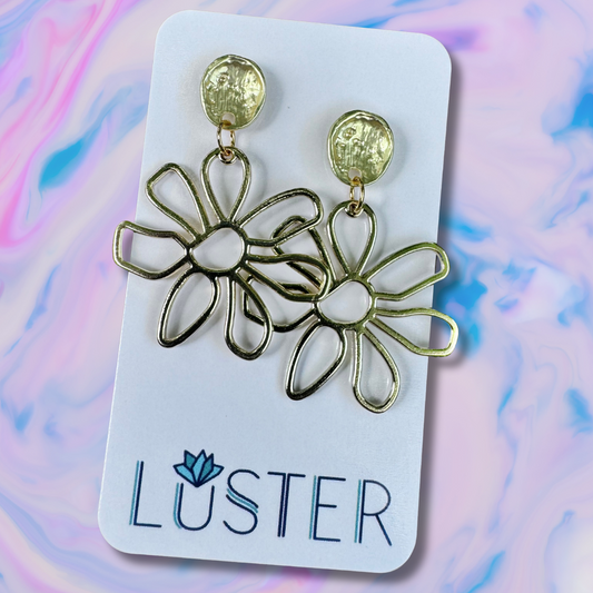 Happy Flower Brass Earrings