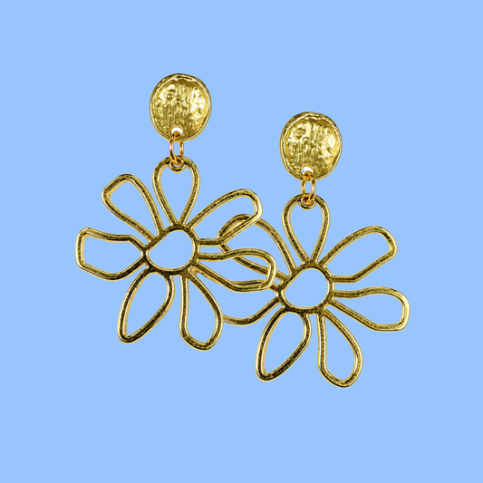 Happy Flower Brass Earrings