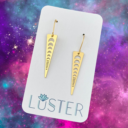 Brass Moon Phase Unique Earrings