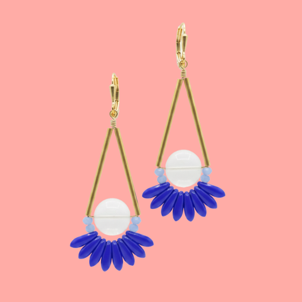 Gold Brass + Stone Statement Earrings