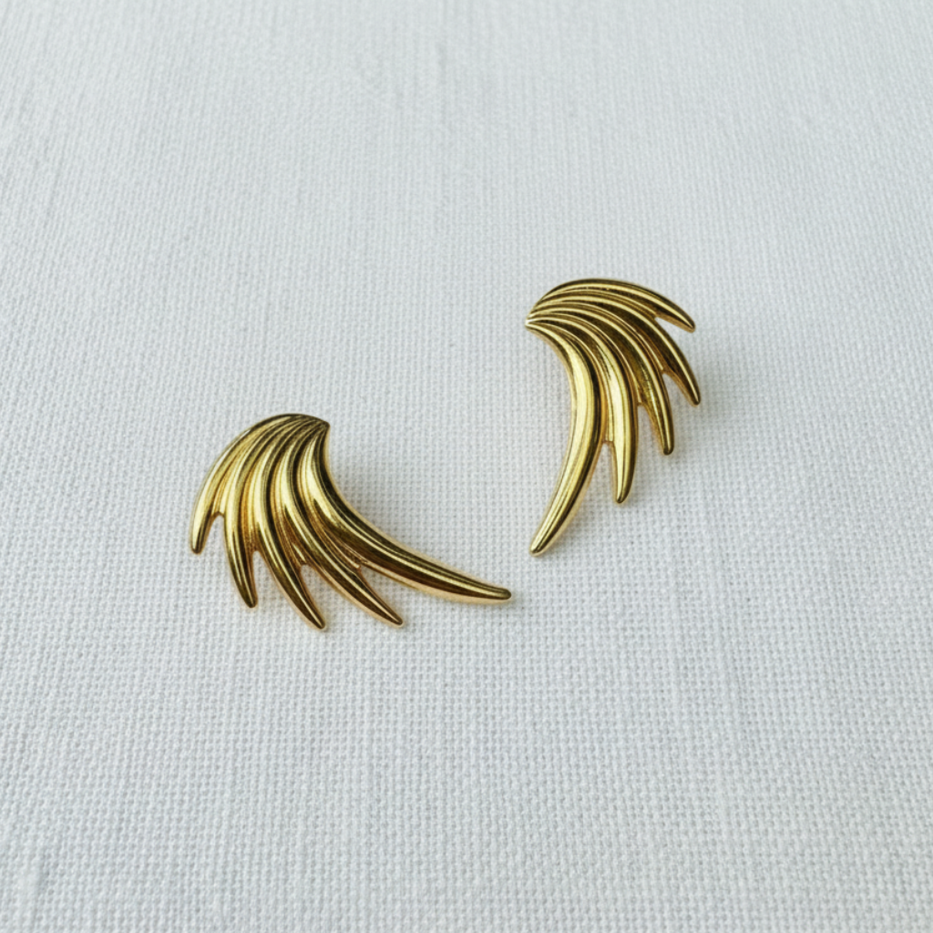 Brass Wing Unique Statement Earrings