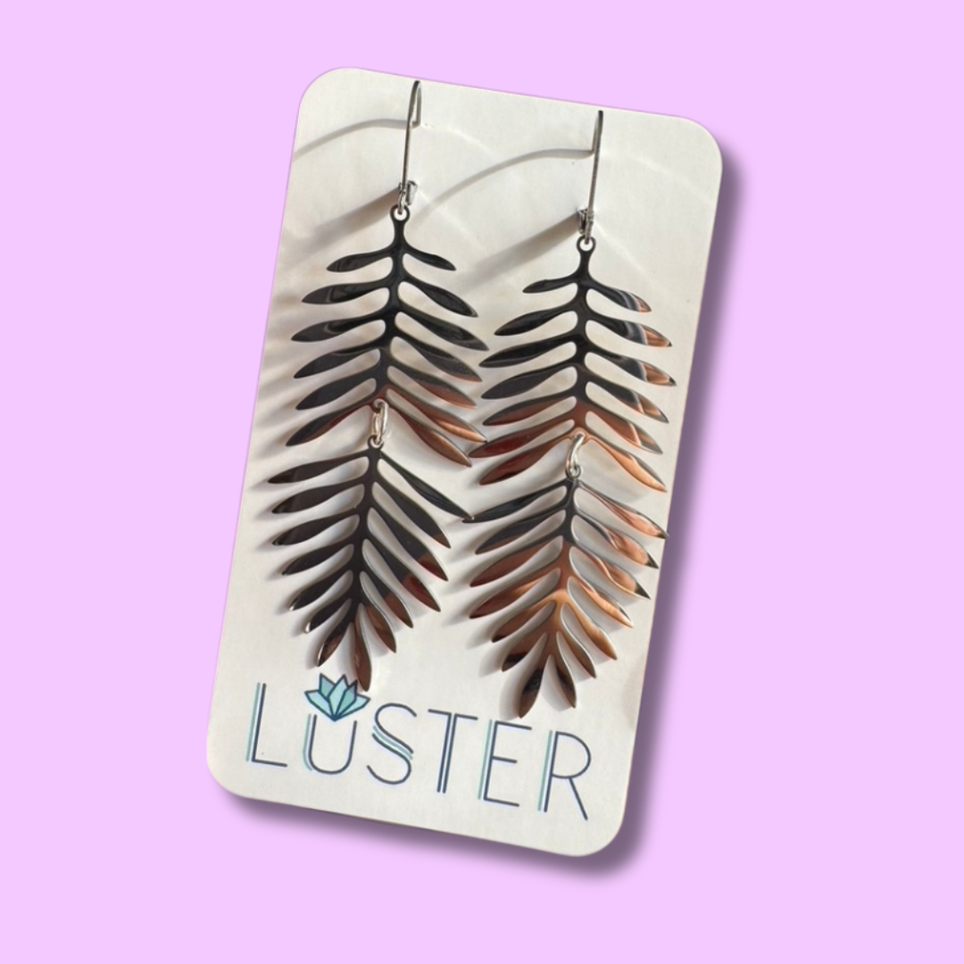 Brass Palm Frond Earrings