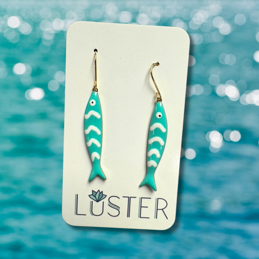 Enamel Fish Dangle Earrings