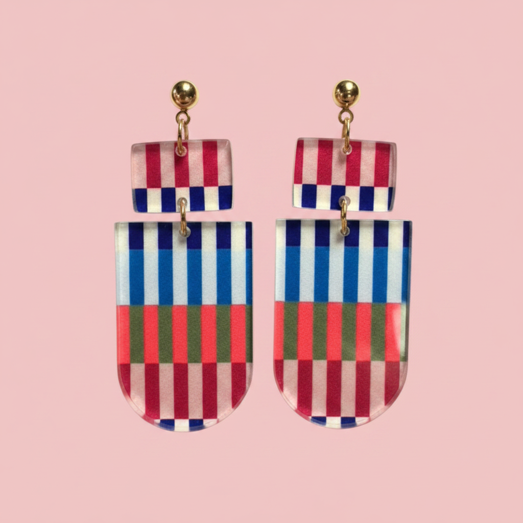 Fun Stripe Statement Earrings