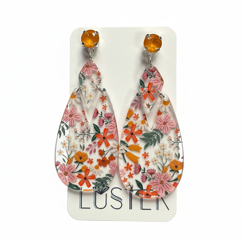 Boho Floral Teardrop Earrings