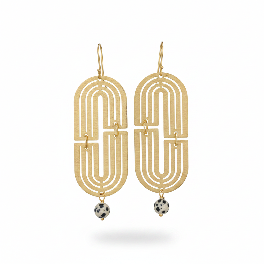 Art Deco Brass Statement Dangles