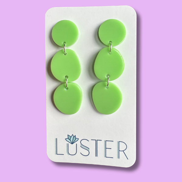 Green Trio Dot Earrings